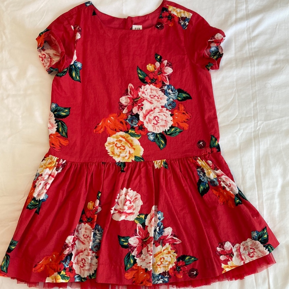 Red gap floral dress